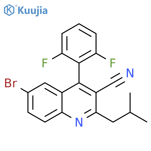 3-Quinolinecarbonitrile,6-bromo-4-(2,6-difluorophenyl)-2-(2-methylpropyl)- structure