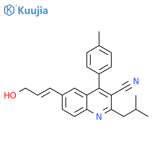 3-Quinolinecarbonitrile,6-[(1E)-3-hydroxy-1-propenyl]-4-(4-methylphenyl)-2-(2-methylpropyl)- structure