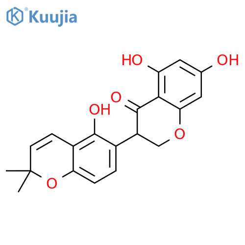 5,5',7-trihydroxy-2',2'-dimethyl-2,3-dihydro-2'H,4H-3,6'-bichromen-4-one structure