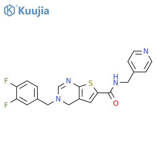 Thieno[2,3-d]pyrimidine-6-carboxamide,3-[(3,4-difluorophenyl)methyl]-3,4-dihydro-N-(4-pyridinylmethyl)- structure