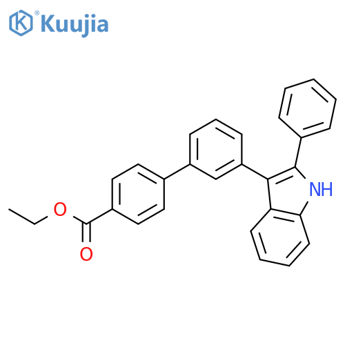 [1,1'-Biphenyl]-4-carboxylic acid, 3'-(2-phenyl-1H-indol-3-yl)-, ethyl ester structure