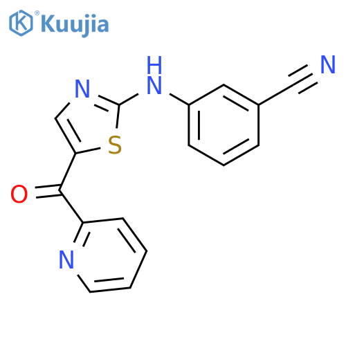 Benzonitrile, 3-[[5-(2-pyridinylcarbonyl)-2-thiazolyl]amino]- structure