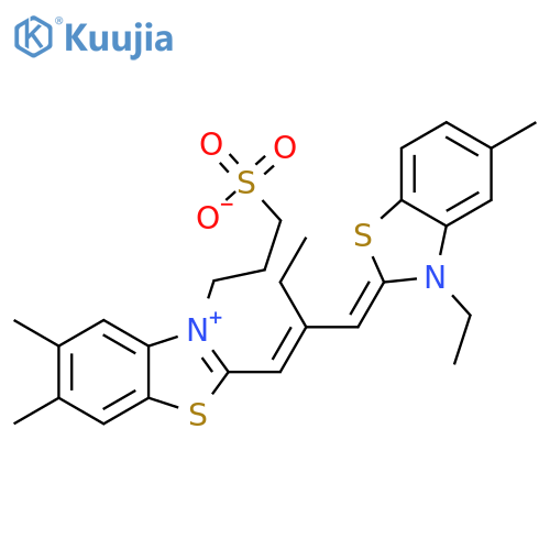 2-[2-[(3-ethyl-5-methylbenzothiazol-2(3H)-ylidene)methyl]but-1-enyl]-5,6-dimethyl-3-(3-sulphonatopropyl)benzothiazolium structure