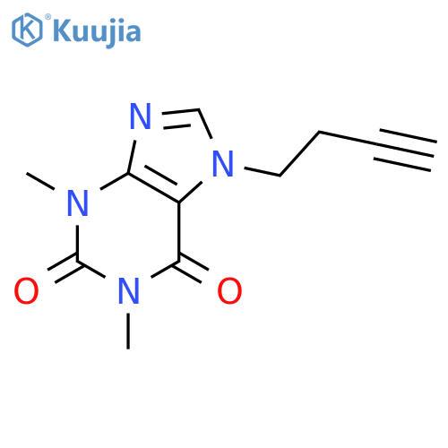 7-(but-3-yn-1-yl)-1,3-dimethyl-3,7-dihydro-1H-purine-2,6-dione structure