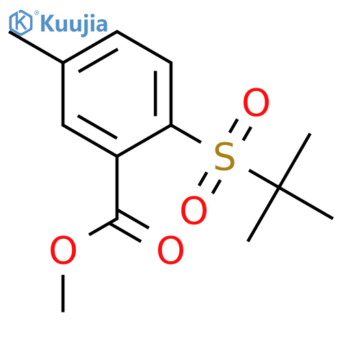 Benzoic acid, 2-[(1,1-dimethylethyl)sulfonyl]-5-methyl-, methyl ester structure