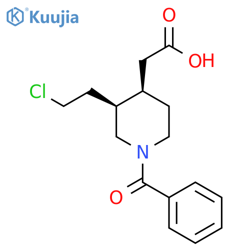 4-Piperidineacetic acid, 1-benzoyl-3-(2-chloroethyl)-, (3S-cis)- structure