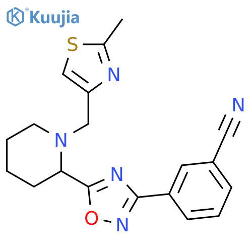 Benzonitrile,3-[5-[1-[(2-methyl-4-thiazolyl)methyl]-2-piperidinyl]-1,2,4-oxadiazol-3-yl]- structure