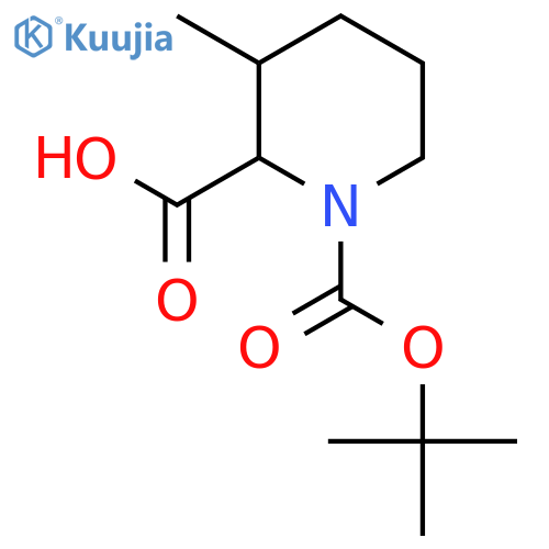 1-(tert-butoxy)carbonyl-3-methylpiperidine-2-carboxylic acid structure