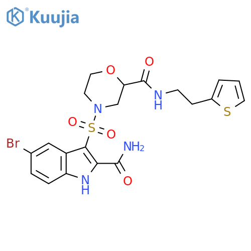 1H-Indole-2-carboxamide,5-bromo-3-[[2-[[[2-(2-thienyl)ethyl]amino]carbonyl]-4-morpholinyl]sulfonyl]- structure