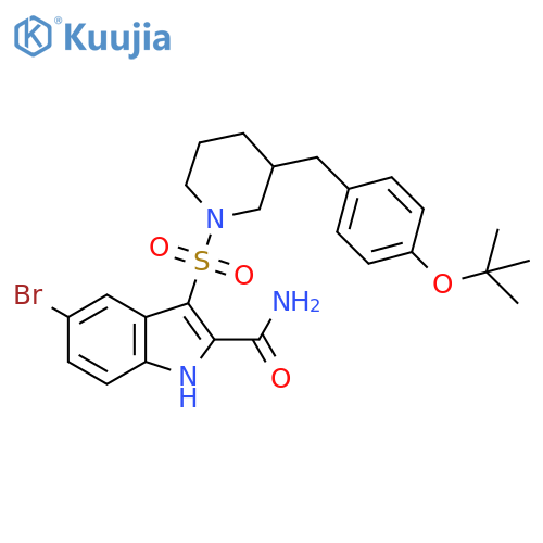 1H-Indole-2-carboxamide,5-bromo-3-[[3-[[4-(1,1-dimethylethoxy)phenyl]methyl]-1-piperidinyl]sulfonyl]- structure