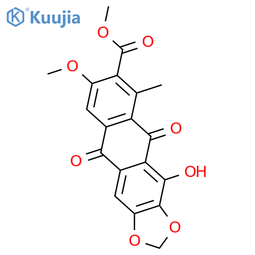 3,6,7,8-Tetrahydroxy-1-methylanthraquinone-2-carboxylic acid; 6,7-Methylene, 3-Me ether, Me ester structure