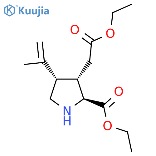 Ethyl (2S,3S,4S)-3-(2-ethoxy-2-oxoethyl)-4-prop-1-en-2-ylpyrrolidine-2-carboxylate structure