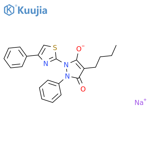sodium 4-butyl-5-oxo-1-phenyl-2-(4-phenyl-1,3-thiazol-2-yl)-2,5-dihydro-1H-pyrazol-3-olate structure