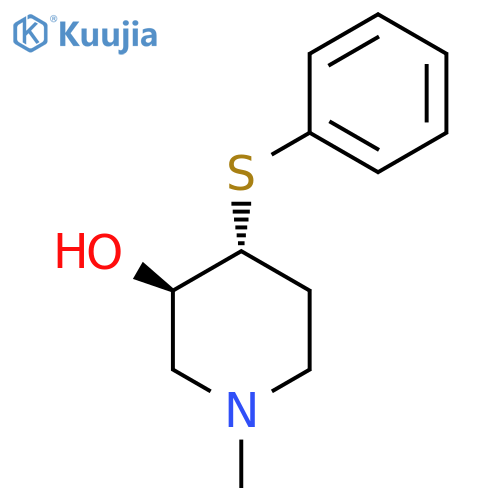 3-Piperidinol, 1-methyl-4-(phenylthio)-, trans- structure