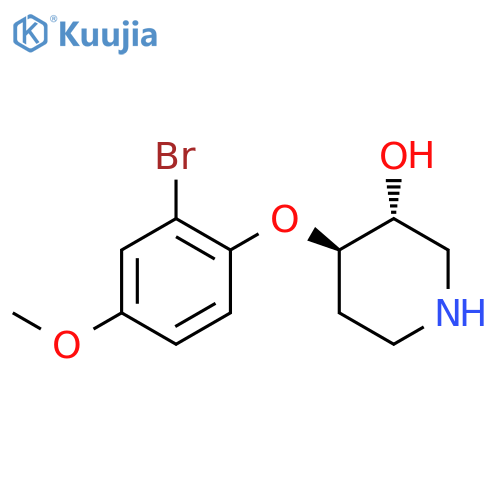 3-Piperidinol, 4-(2-bromo-4-methoxyphenoxy)-, trans- structure