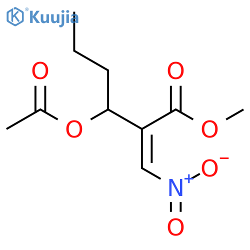 Hexanoic acid, 3-(acetyloxy)-2-(nitromethylene)-, methyl ester, (2Z)- structure