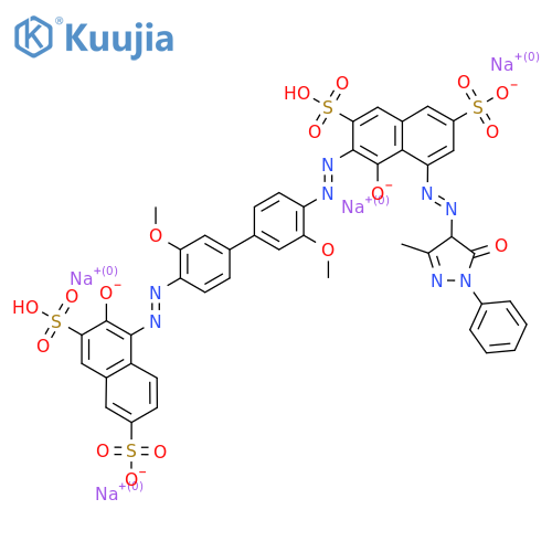 2,7-Naphthalenedisulfonic acid, 5-[(4,5-dihydro-3-methyl-5-oxo-1-phenyl-1H-pyrazol-4-yl)azo]-4-hydroxy-3-[[4'-[(2-hydroxy-3,6-disulfo-1-naphthalenyl)azo]-3,3'-dimethoxy[1,1'-biphenyl]-4-yl]azo]-, tetrasodium salt structure