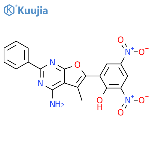 Phenol,2-(4-amino-5-methyl-2-phenylfuro[2,3-d]pyrimidin-6-yl)-4,6-dinitro- structure
