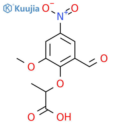 2-(2-Formyl-6-methoxy-4-nitrophenoxy)propanoic acid structure