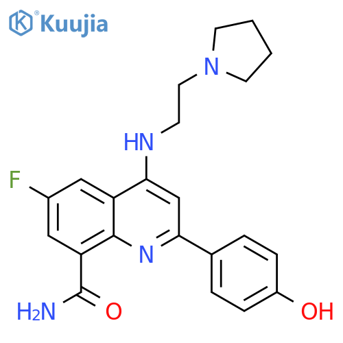 8-Quinolinecarboxamide,6-fluoro-2-(4-hydroxyphenyl)-4-[[2-(1-pyrrolidinyl)ethyl]amino]- structure
