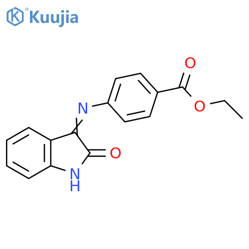 Benzoic acid, 4-[(1,2-dihydro-2-oxo-3H-indol-3-ylidene)amino]-, ethylester structure