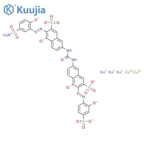Cuprate(3-), [&#x3BC;-[3-[[5-(aminosulfonyl)-2-hydroxyphenyl]azo]-4-hydroxy-7-[[[[5-hydroxy-6-[(2-hydroxy-4-sulfophenyl)azo]-7-sulfo-2-naphthalenyl]amino]carbonyl]amino]-2-naphthalenesulfonato(7-)]]di-, trisodium structure