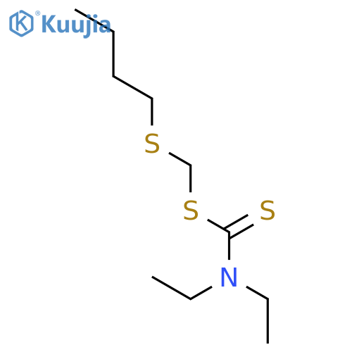 Carbamodithioic acid, diethyl-, (butylthio)methyl ester structure