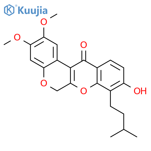 [1]Benzopyrano[3,4-b][1]benzopyran-12(6H)-one,9-hydroxy-2,3-dimethoxy-8-(3-methylbutyl)- structure