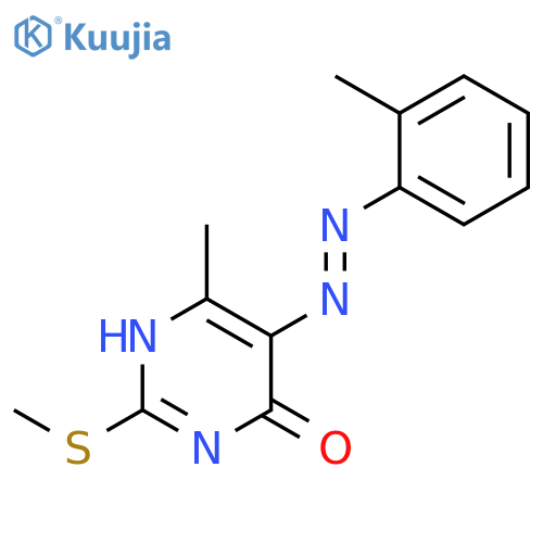 6-Methyl-5-[2-(2-methylphenyl)hydrazinylidene]-2-(methylsulfanyl)pyrimidin-4(5H)-one structure