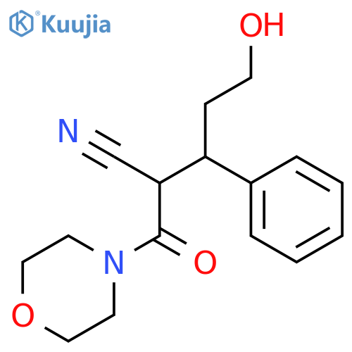 MORPHOLINE, 4-(2-CYANO-5-HYDROXY-1-OXO-3-PHENYLPENTYL)- structure