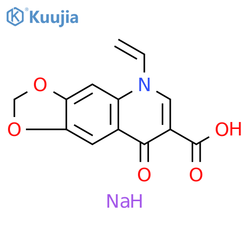 1,3-Dioxolo[4,5-g]quinoline-7-carboxylic acid, 5-ethenyl-5,8-dihydro-8-oxo-, sodium salt (1:1) structure