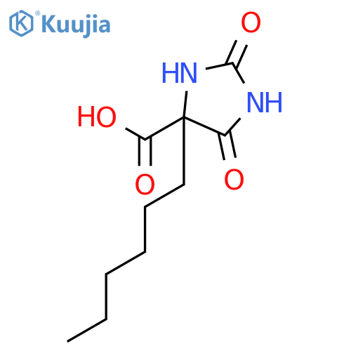 4-hexyl-2,5-dioxoimidazolidine-4-carboxylic acid structure