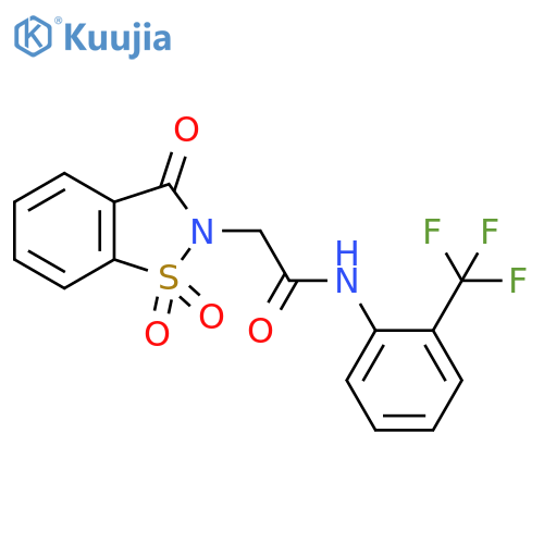 N-2-(trifluoromethyl)phenyl-2-(1,1,3-trioxo-2,3-dihydro-1lambda6,2-benzothiazol-2-yl)acetamide structure