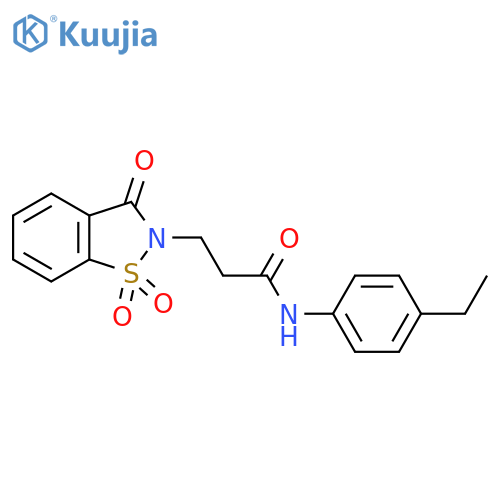 N-(4-ethylphenyl)-3-(1,1,3-trioxo-2,3-dihydro-1lambda6,2-benzothiazol-2-yl)propanamide structure
