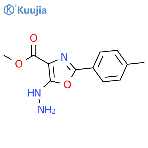 4-Oxazolecarboxylic acid, 5-hydrazino-2-(4-methylphenyl)-, methyl ester structure