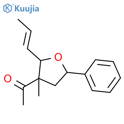 ETHANONE, 1-[TETRAHYDRO-3-METHYL-5-PHENYL-2-(1-PROPENYL)-3-FURANYL]- structure