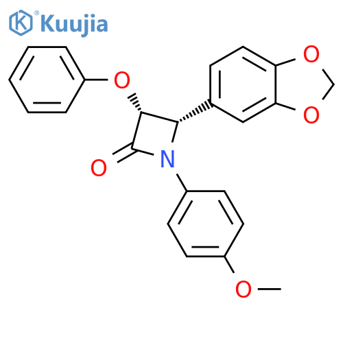2-Azetidinone, 4-(1,3-benzodioxol-5-yl)-1-(4-methoxyphenyl)-3-phenoxy-, (3R,4S)-rel- structure