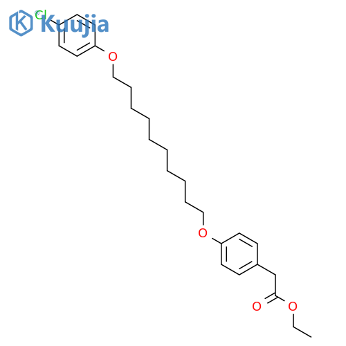 BENZENEACETIC ACID, 4-[[10-(4-CHLOROPHENOXY)DECYL]OXY]-, ETHYL ESTER structure