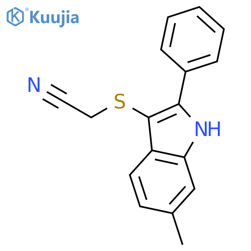 Acetonitrile, [(6-methyl-2-phenyl-1H-indol-3-yl)thio]- structure