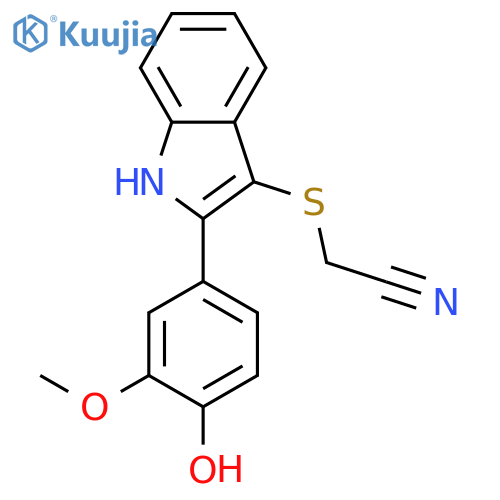 Acetonitrile, [[2-(4-hydroxy-3-methoxyphenyl)-1H-indol-3-yl]thio]- structure