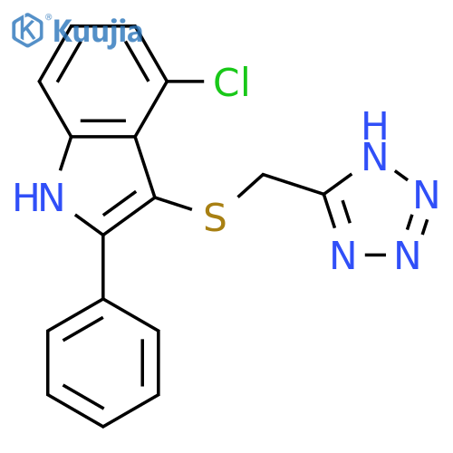 1H-Indole, 4-chloro-2-phenyl-3-[(1H-tetrazol-5-ylmethyl)thio]- structure