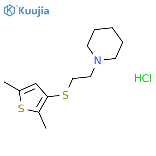 Piperidine, 1-[2-[(2,5-dimethyl-3-thienyl)thio]ethyl]-, hydrochloride structure