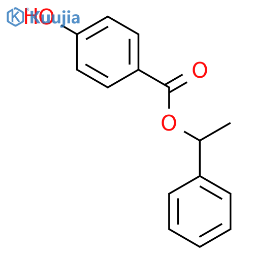 Benzoic acid, 4-hydroxy-, (1R)-1-phenylethyl ester structure