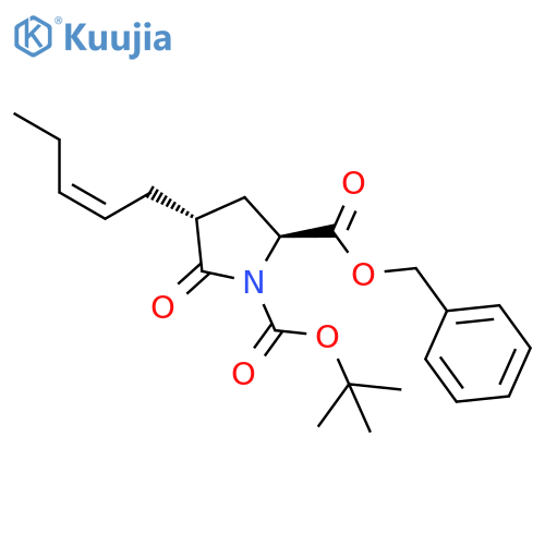 1,2-Pyrrolidinedicarboxylic acid, 5-oxo-4-(2Z)-2-pentenyl-,1-(1,1-dimethylethyl) 2-(phenylmethyl) ester, (2S,4R)- structure
