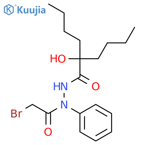 HEXANOIC ACID, 2-BUTYL-2-HYDROXY-, 2-(BROMOACETYL)-2-PHENYLHYDRAZIDE structure