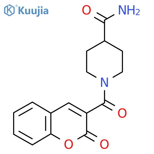 1-(2-oxo-2H-chromene-3-carbonyl)piperidine-4-carboxamide structure