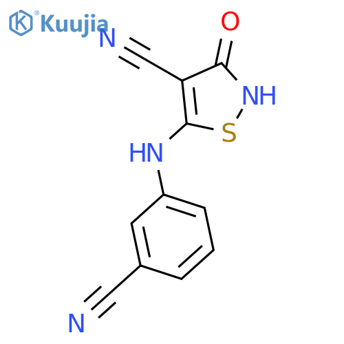 4-Isothiazolecarbonitrile, 5-[(3-cyanophenyl)amino]-2,3-dihydro-3-oxo- structure