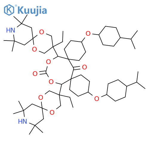 14,18-bis(3-ethyl-8,8,10,10-tetramethyl-1,5-dioxa-9-azaspiro[5.5]undec-3-yl)-3,11-bis{[4-(1-methylethyl)cyclohexyl]oxy}-15,17-dioxadispiro[5.1.5.5]octadecane-7,16-dione structure