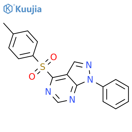1H-Pyrazolo[3,4-d]pyrimidine, 4-[(4-methylphenyl)sulfonyl]-1-phenyl- structure