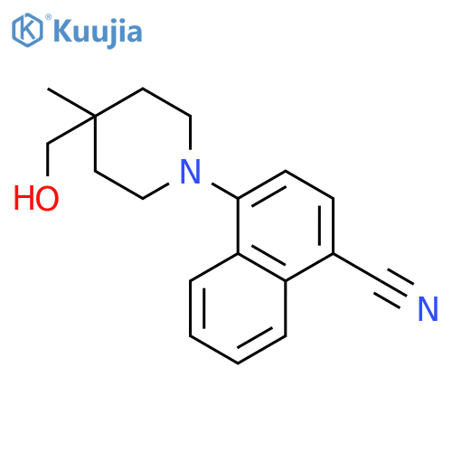 1-NAPHTHALENECARBONITRILE, 4-[4-(HYDROXYMETHYL)-4-METHYL-1-PIPERIDINYL]- structure